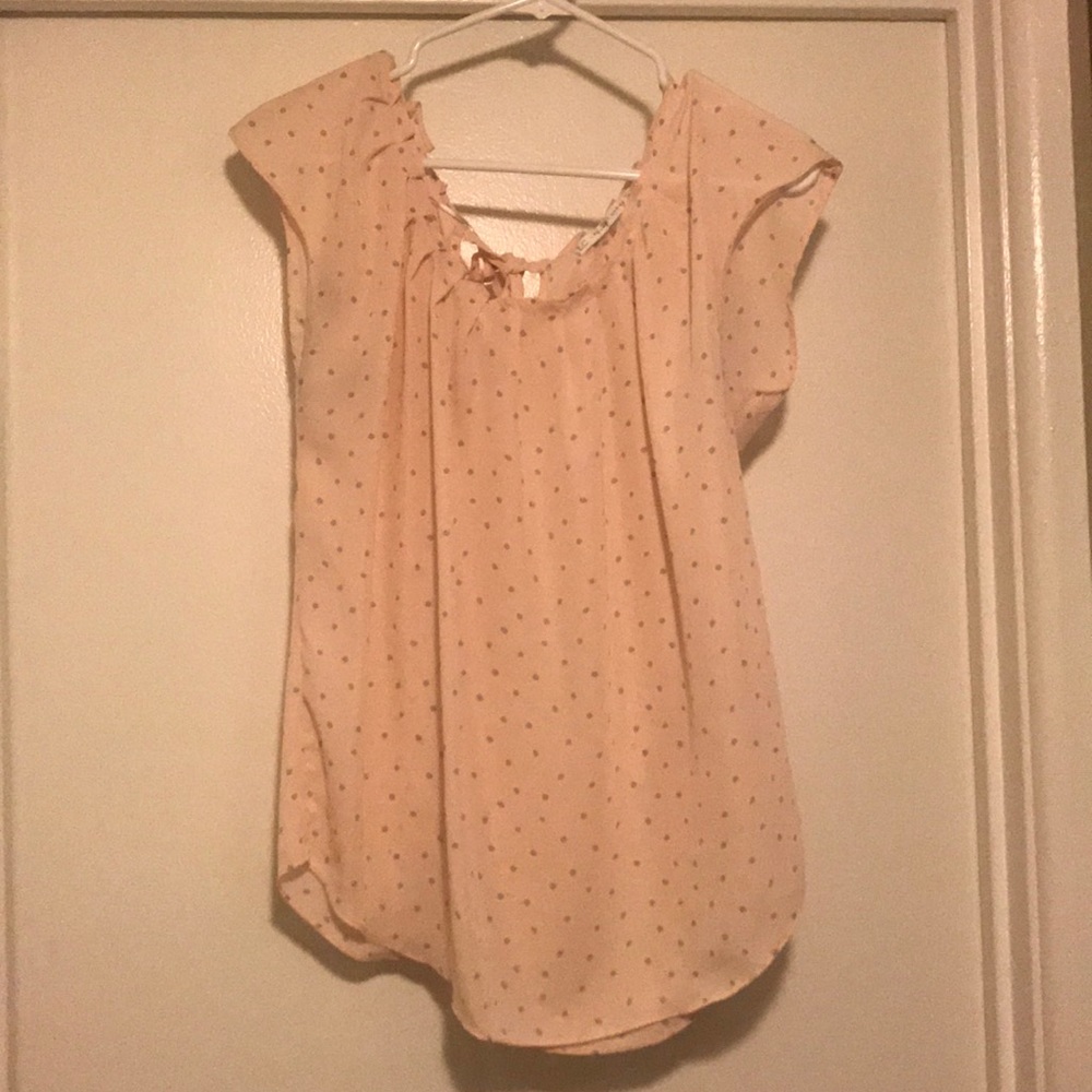 Pink polka dot blouse